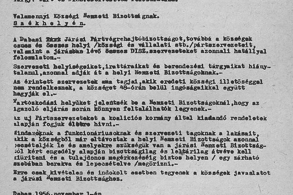 Dr. Domián Ferenc szerepe a Dabasi járás 1956-os forradalmában