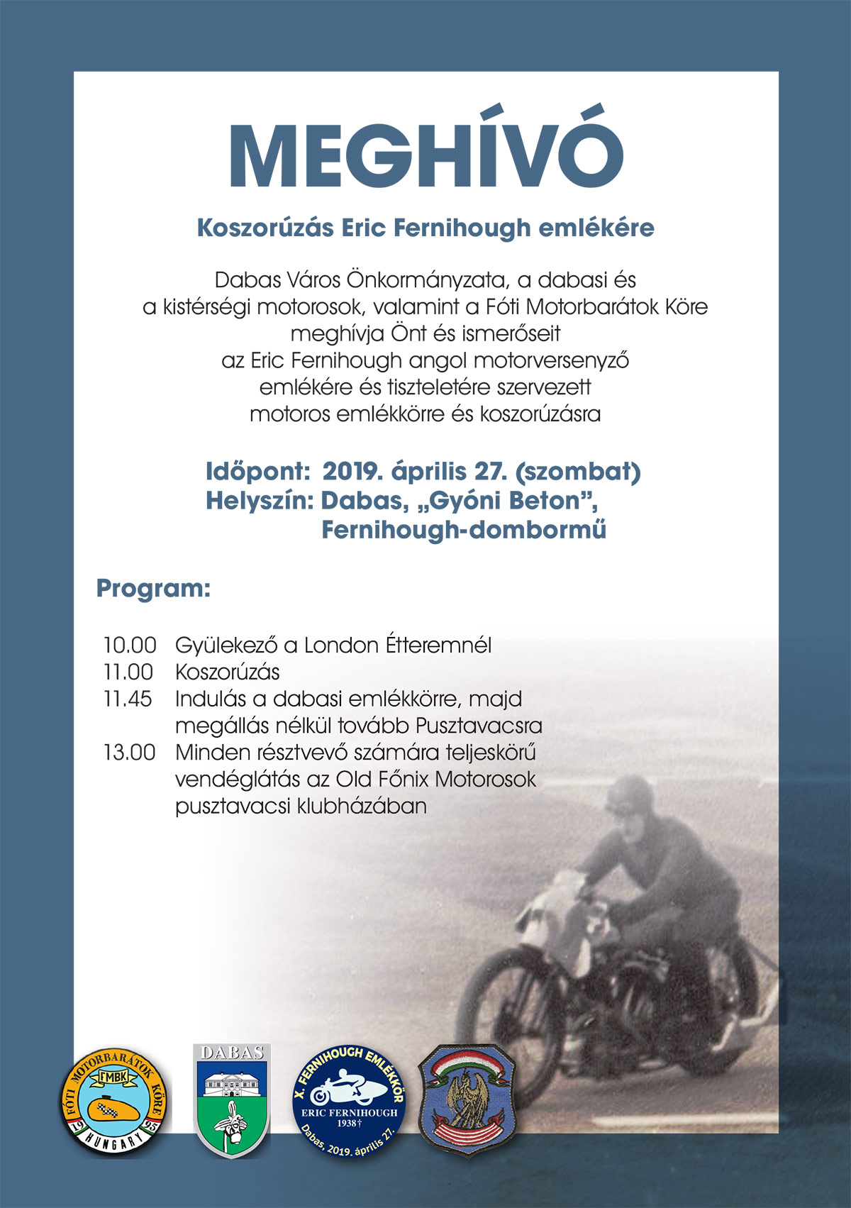 Koszorúzás Eric Fernihough emlékére