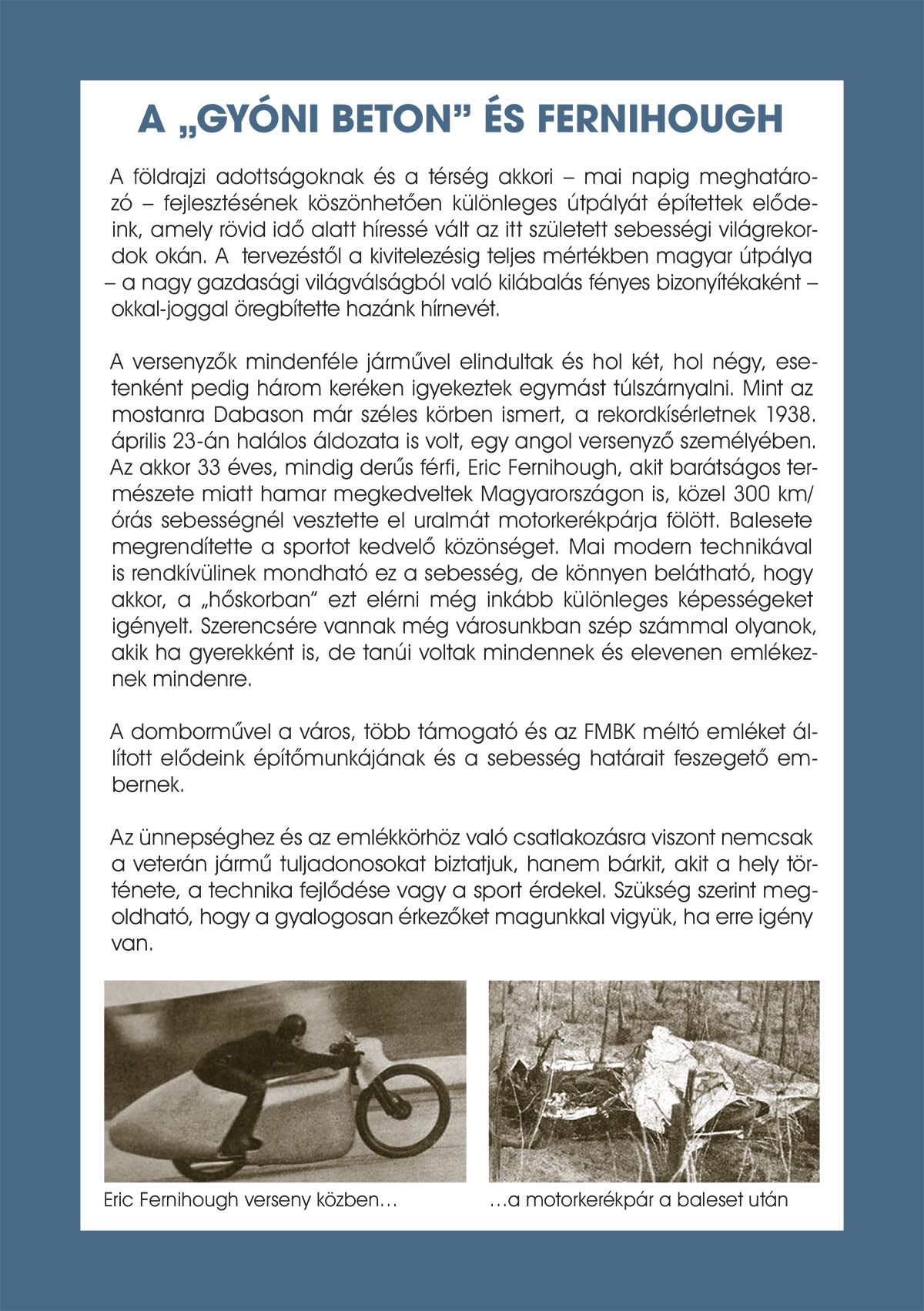 Koszorúzás Eric Fernihough emlékére