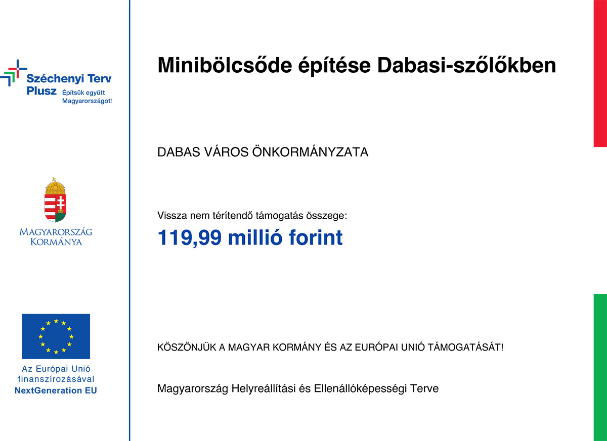 Minibölcsőde építése Dabasi-szőlőkben