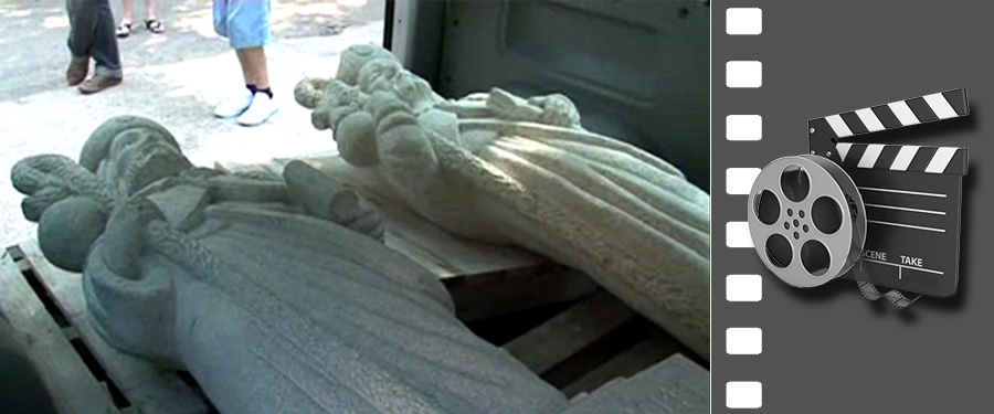 Szent Jakabot ábrázoló gránitszobrok